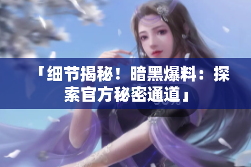「细节揭秘！暗黑爆料：探索官方秘密通道」