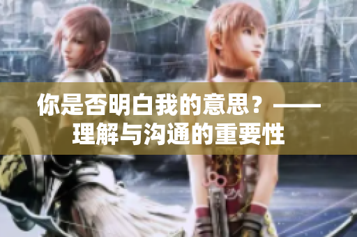 你是否明白我的意思？——理解与沟通的重要性