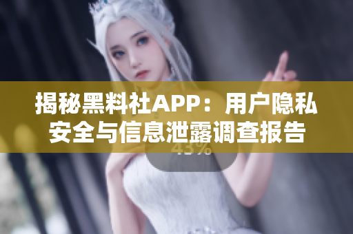 揭秘黑料社APP：用户隐私安全与信息泄露调查报告